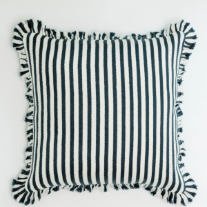 Bethany Striped Ruffle Pillow - Navy - 22.5"x22.5"